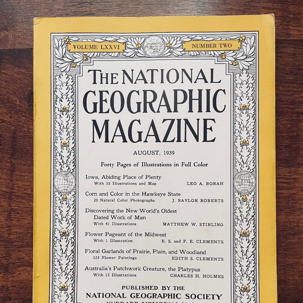 Vintage 1939 Antique National Geographic Print Ads August Art History Geography